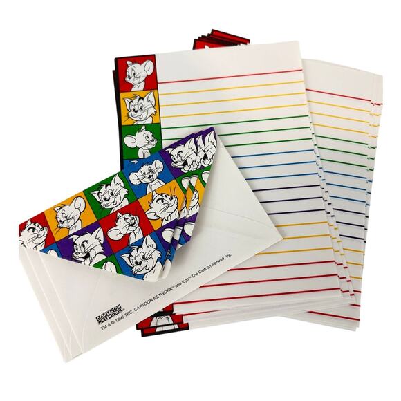 Cartoon Network Other - VTG 1996 Cartoon Network Tom & Jerry Rainbow Lined Stationery Set 16 Sheets